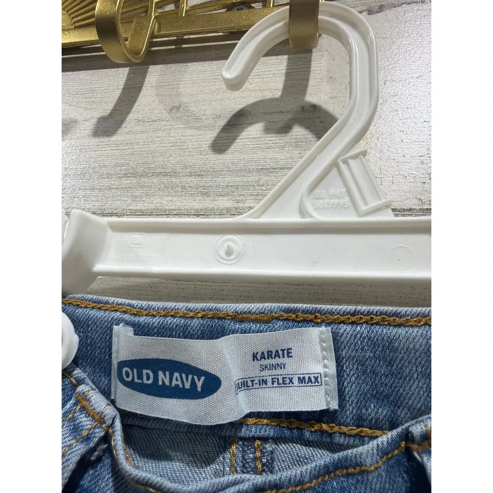 Kate Quinn Old Navy Outfit 5T Blue Tan Bamboo Distressed Skinny EUC